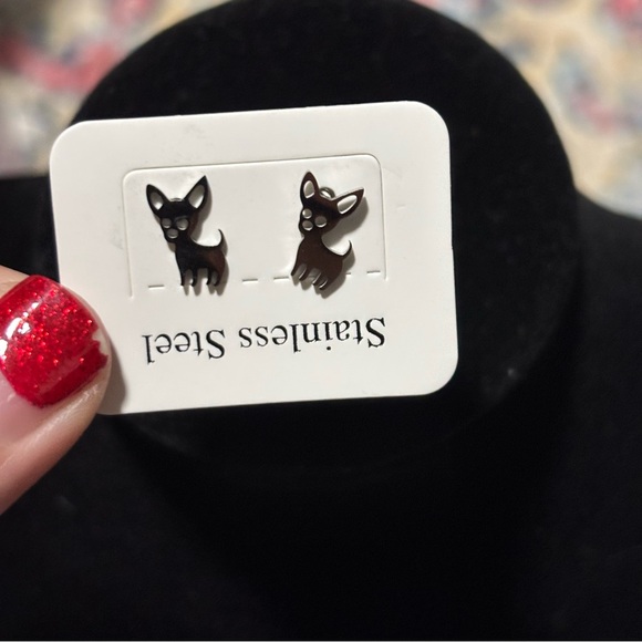 Chihuahua Earrings - Stainless Steel, Stud-Style Earrings, Small Dog Silouhette! - Picture 5 of 7